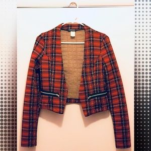 Size Medium Red & Black Plaid Blazer